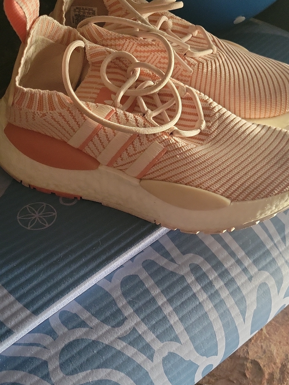 adidas Peach Knit Slip-On Sneakers with Cream Midsole